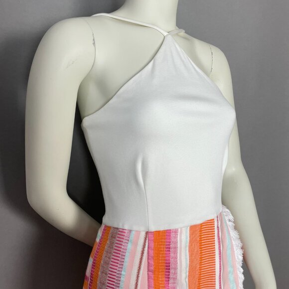 Anthropologie Hutch Dress Kayln Halter Tank Colorful White Sz 4 Faux Wrap Skirt - Picture 14 of 16